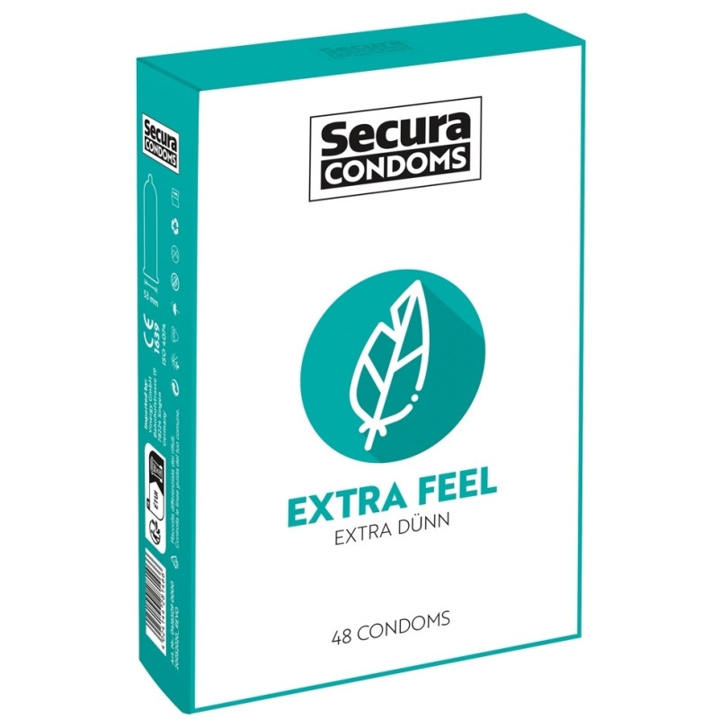 Secura Condoms Préservatifs fins Extra Feel 53mm x48